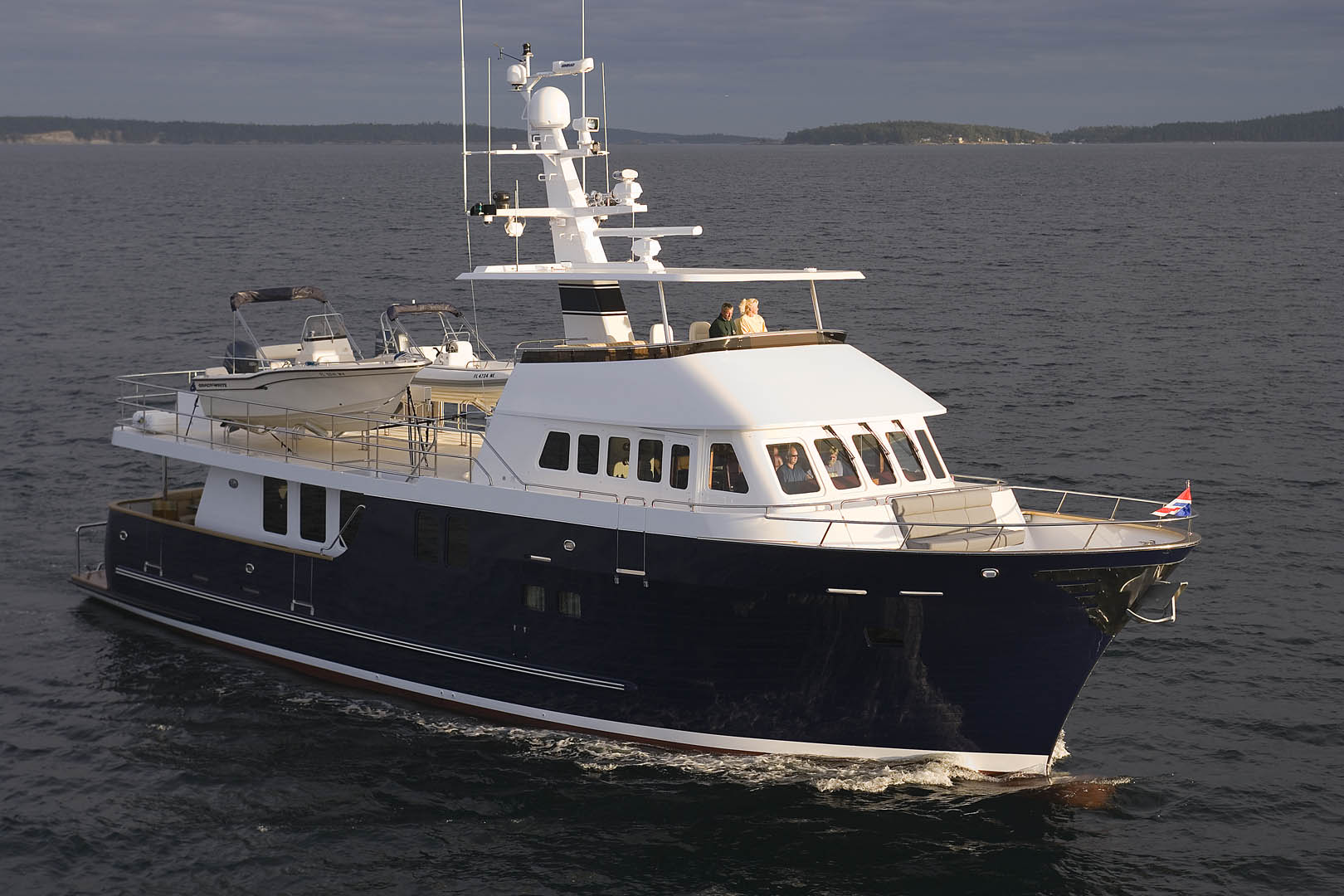 Northern Marine flybridge and upper deck showing exterior craftsmanship
