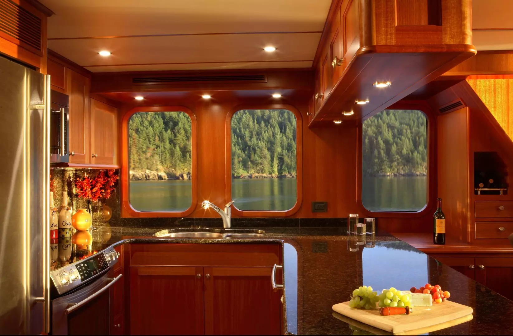Northern Marine galley with premium finishes and professional-grade equipment